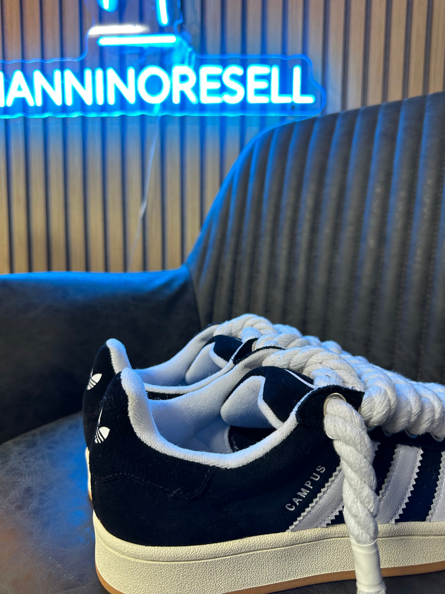 ADIDAS CAMPUS BLACK ROPE LACES white