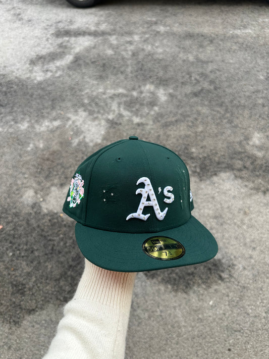 New era cap custom model 59 oakland athletics mlb floral undervisor dark
