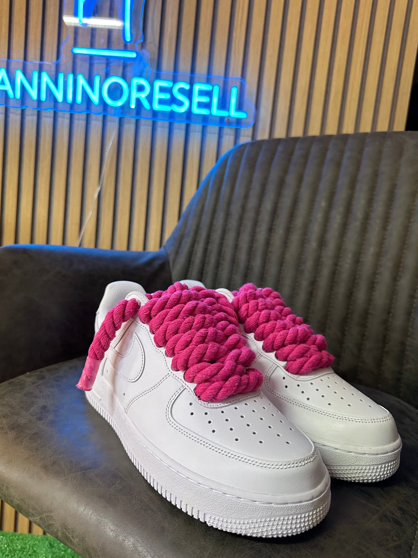 AIR FORCE WHITE ROPE LACES fucsia