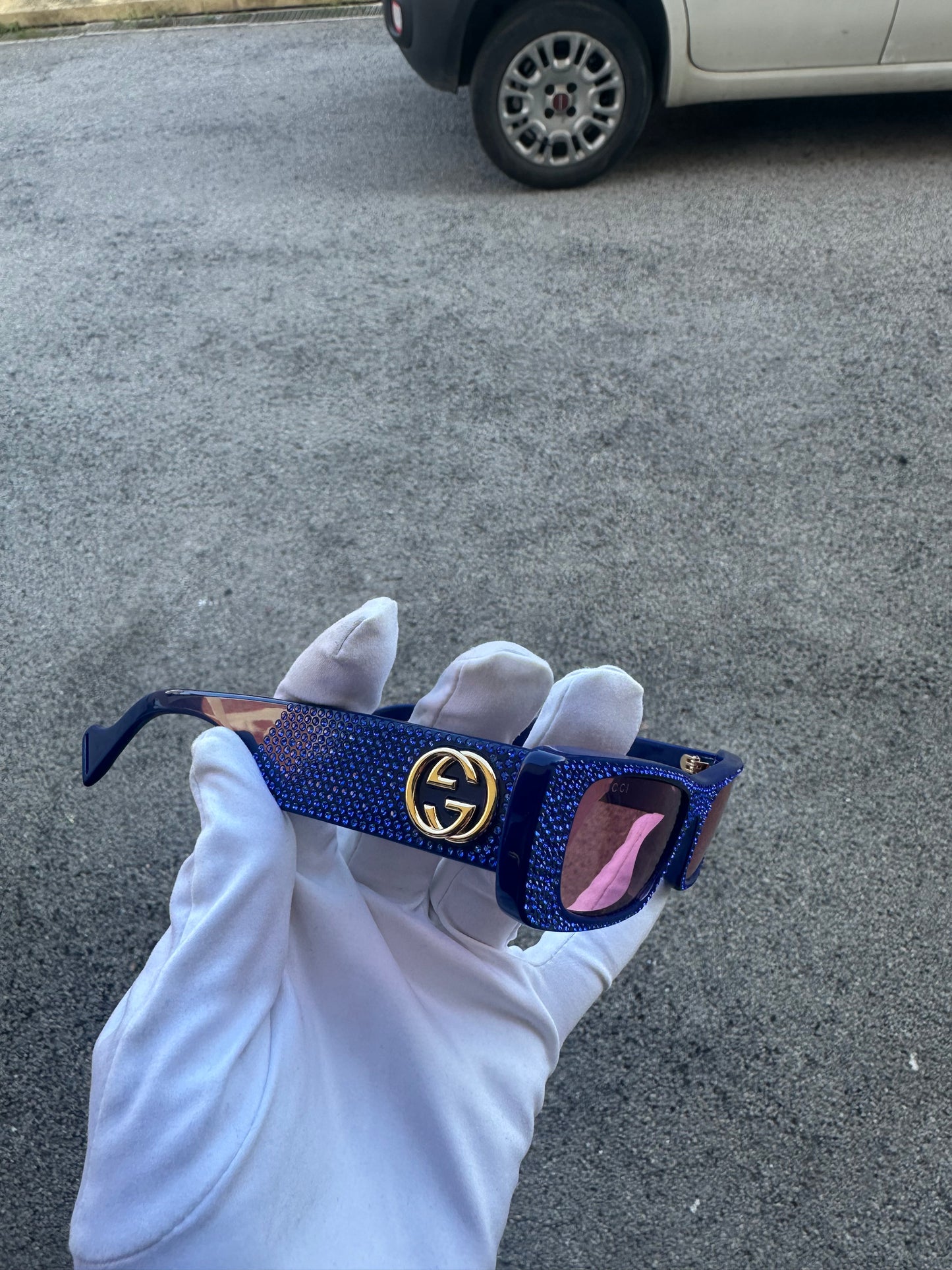 Occhiali Gucci blu con swarosky edizione limitata