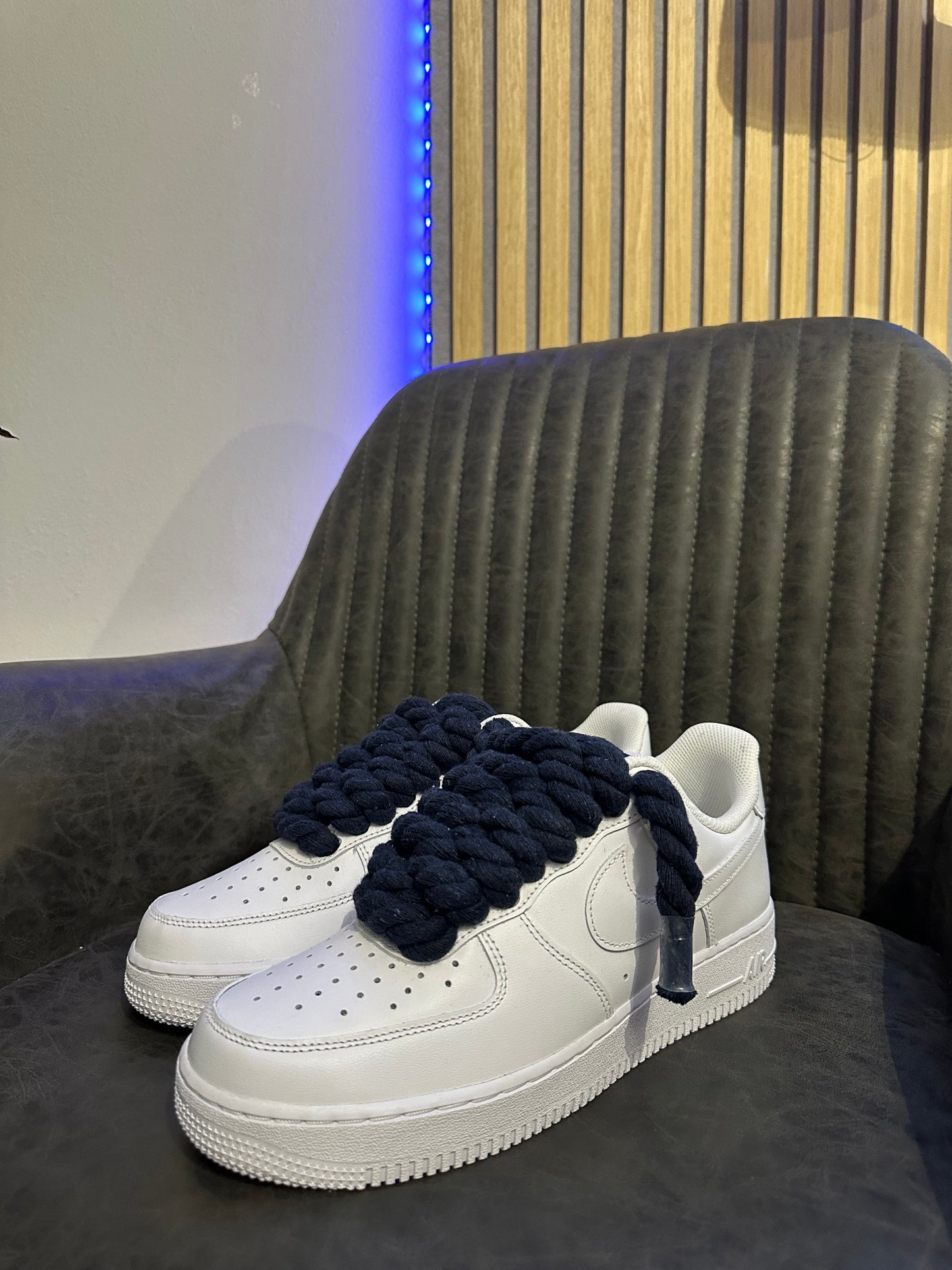 AIR FORCE WHITE ROPE LACES BLUE NAVY