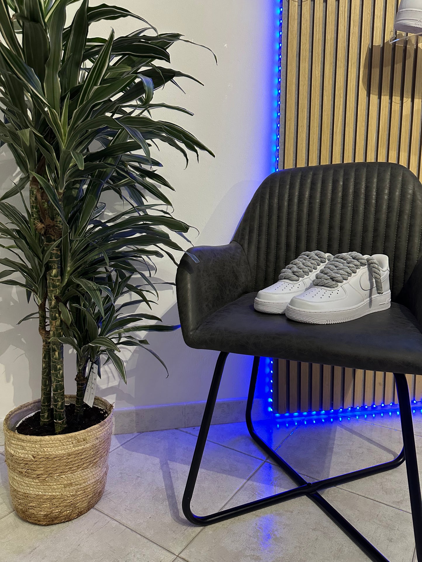 AIR FORCE WHITE ROPE LACES GREY