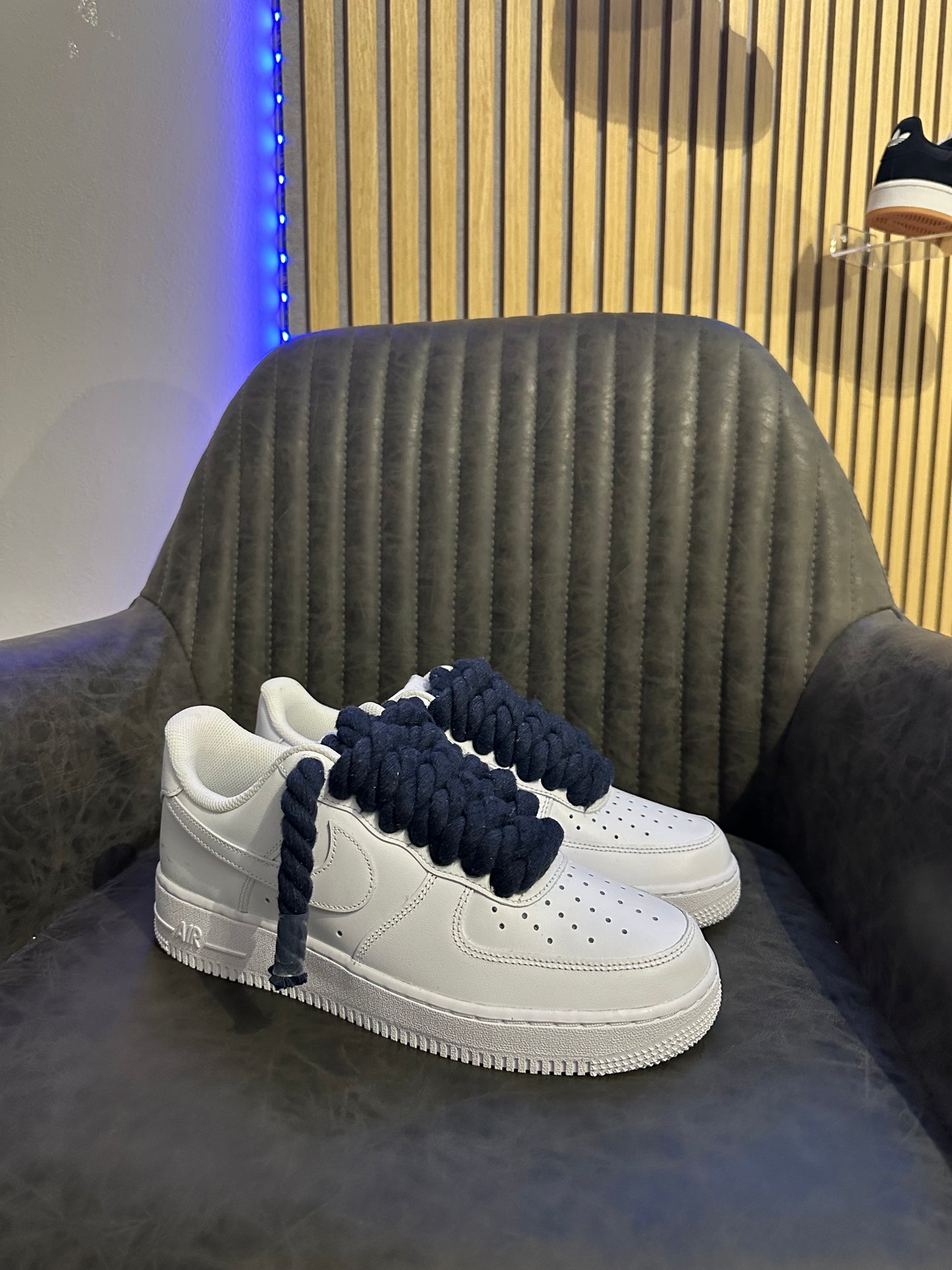 AIR FORCE WHITE ROPE LACES BLUE NAVY