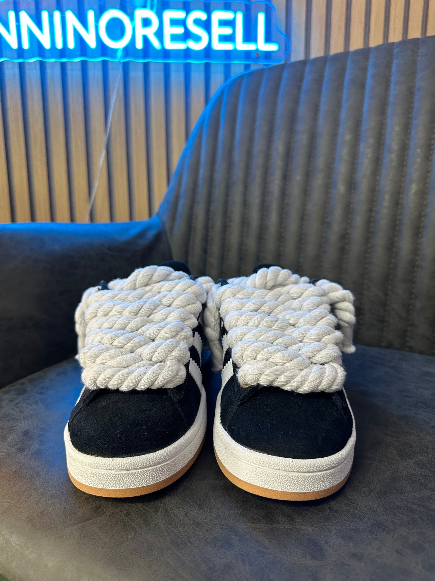 ADIDAS CAMPUS BLACK gs ROPE LACES white