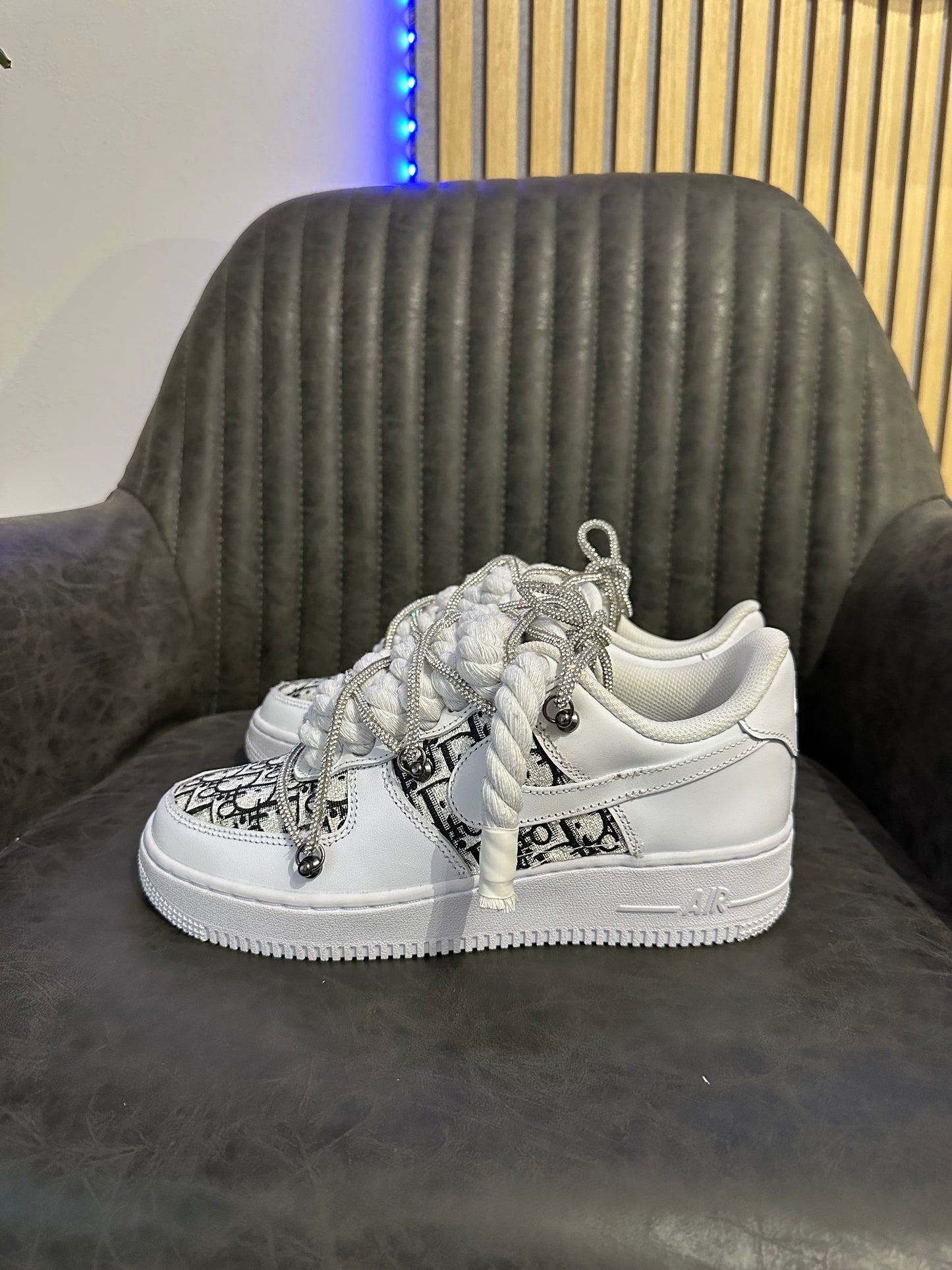 AIR FORCE CUSTOM DIOR + ROPE LACES + EXTRA GLITTER