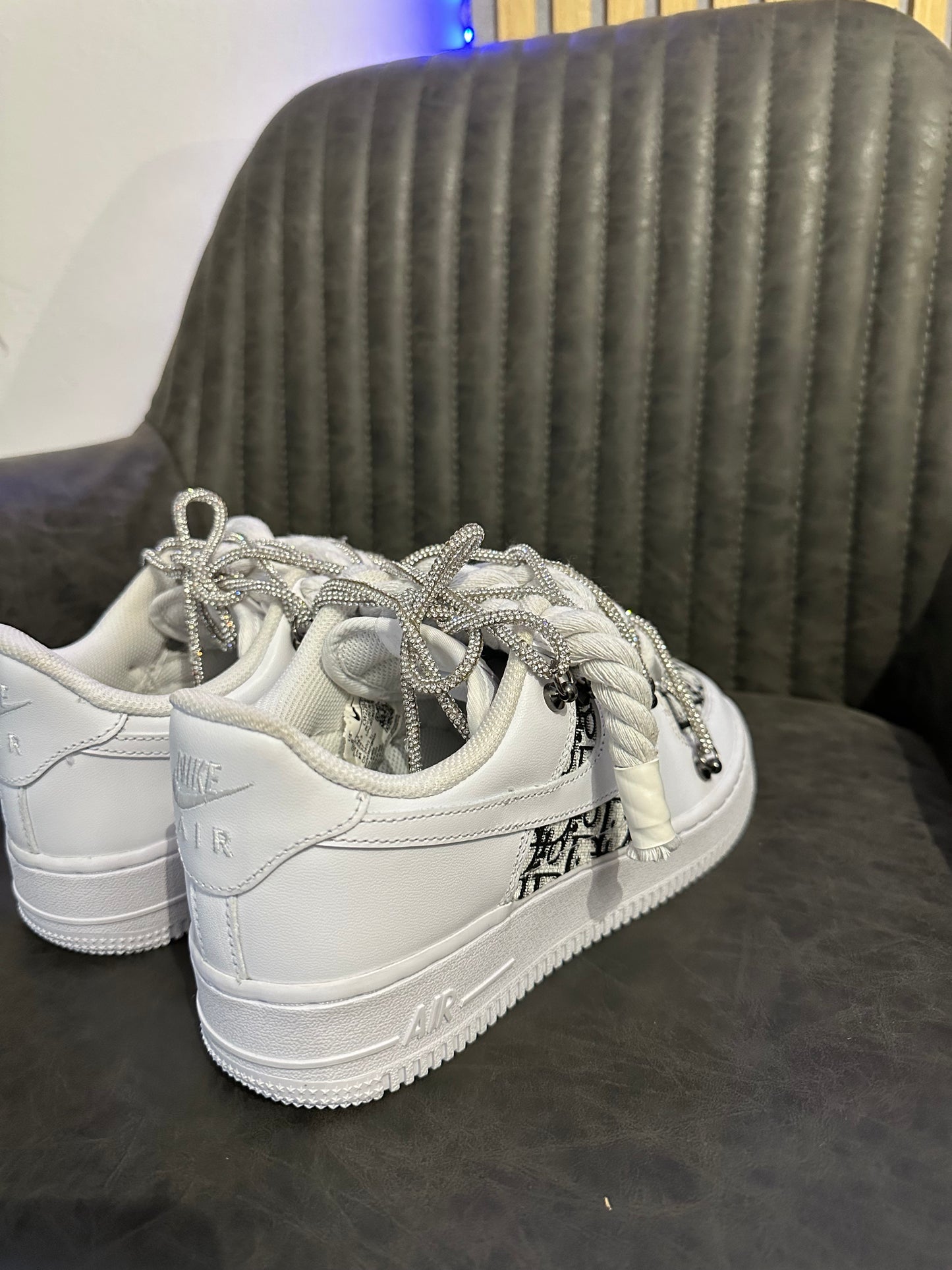 AIR FORCE CUSTOM DIOR + ROPE LACES + EXTRA GLITTER