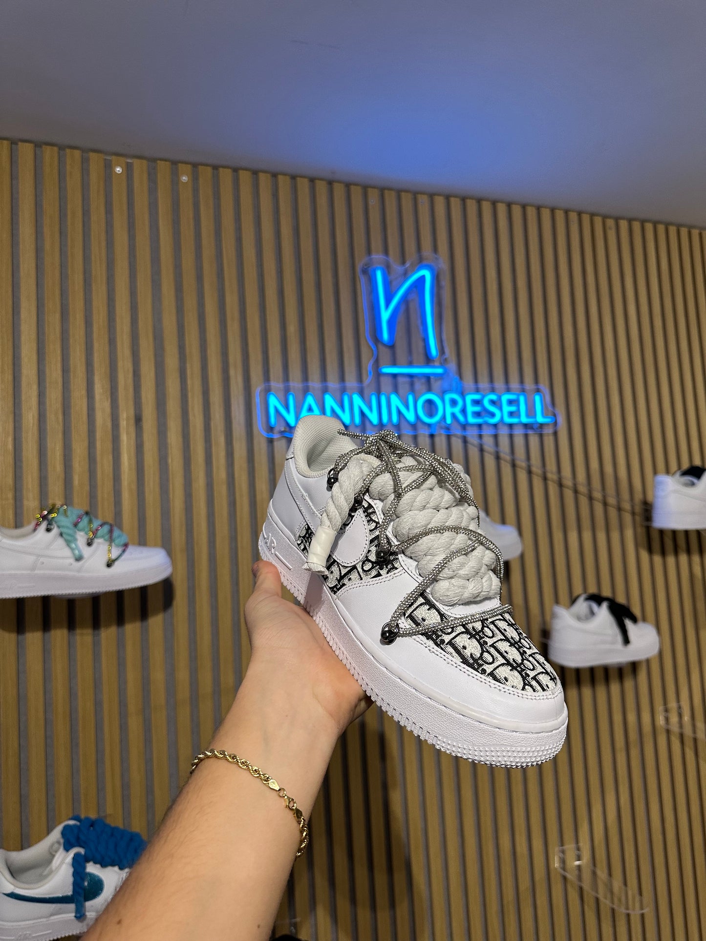 AIR FORCE CUSTOM DIOR + ROPE LACES + EXTRA GLITTER