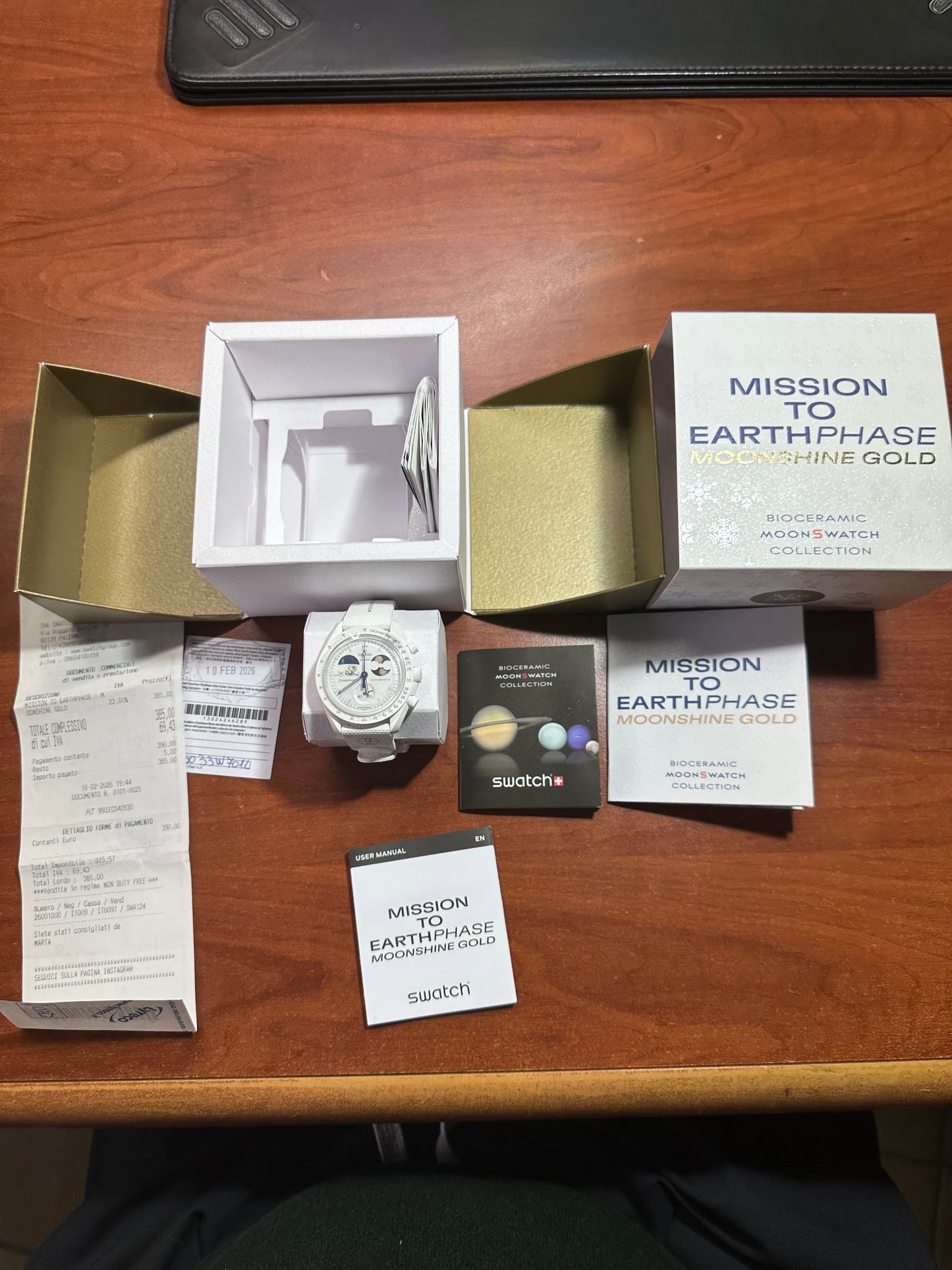Swatch x omega mission to earthphase moonshine gold