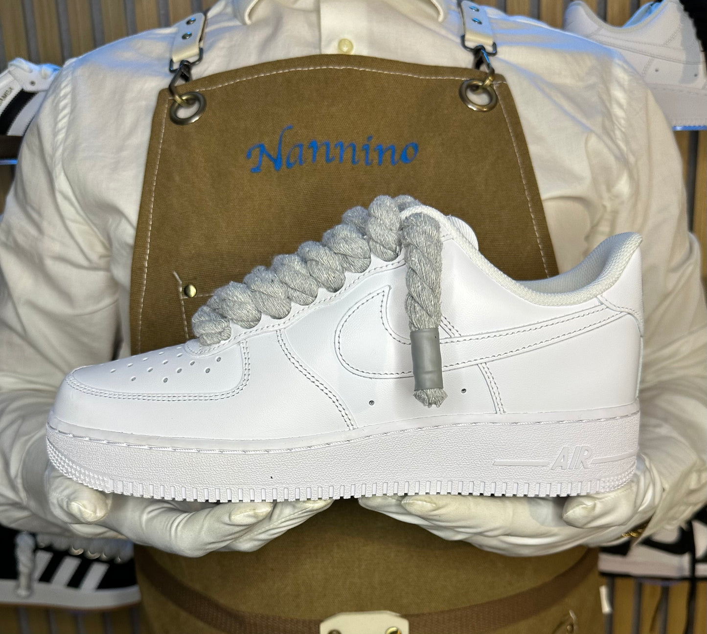 AIR FORCE WHITE ROPE LACES GREY