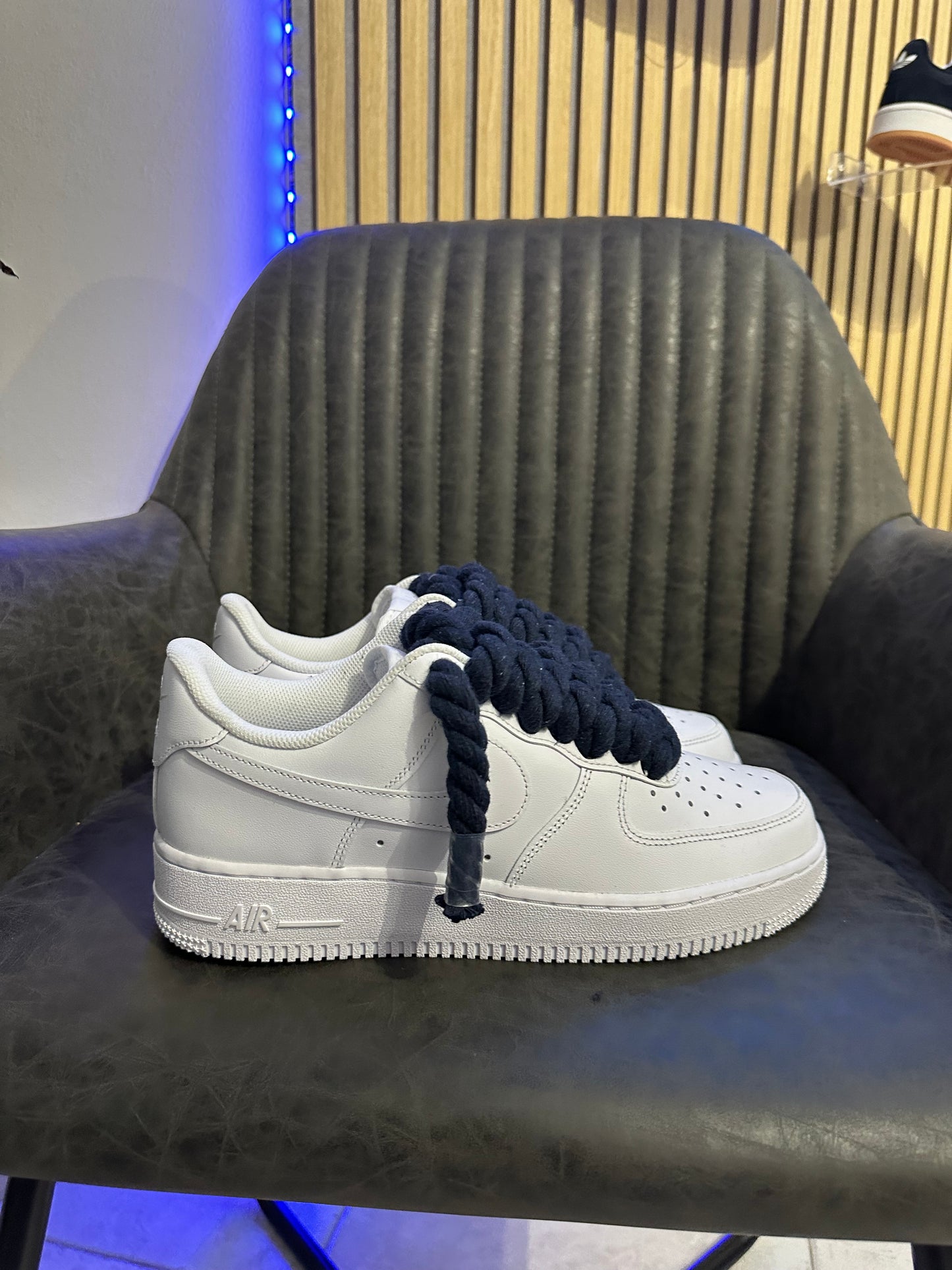 AIR FORCE WHITE ROPE LACES BLUE NAVY