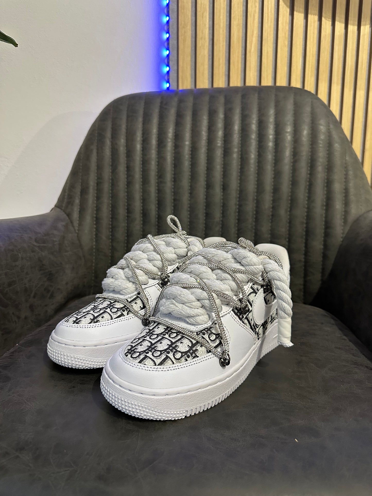 AIR FORCE CUSTOM DIOR + ROPE LACES + EXTRA GLITTER