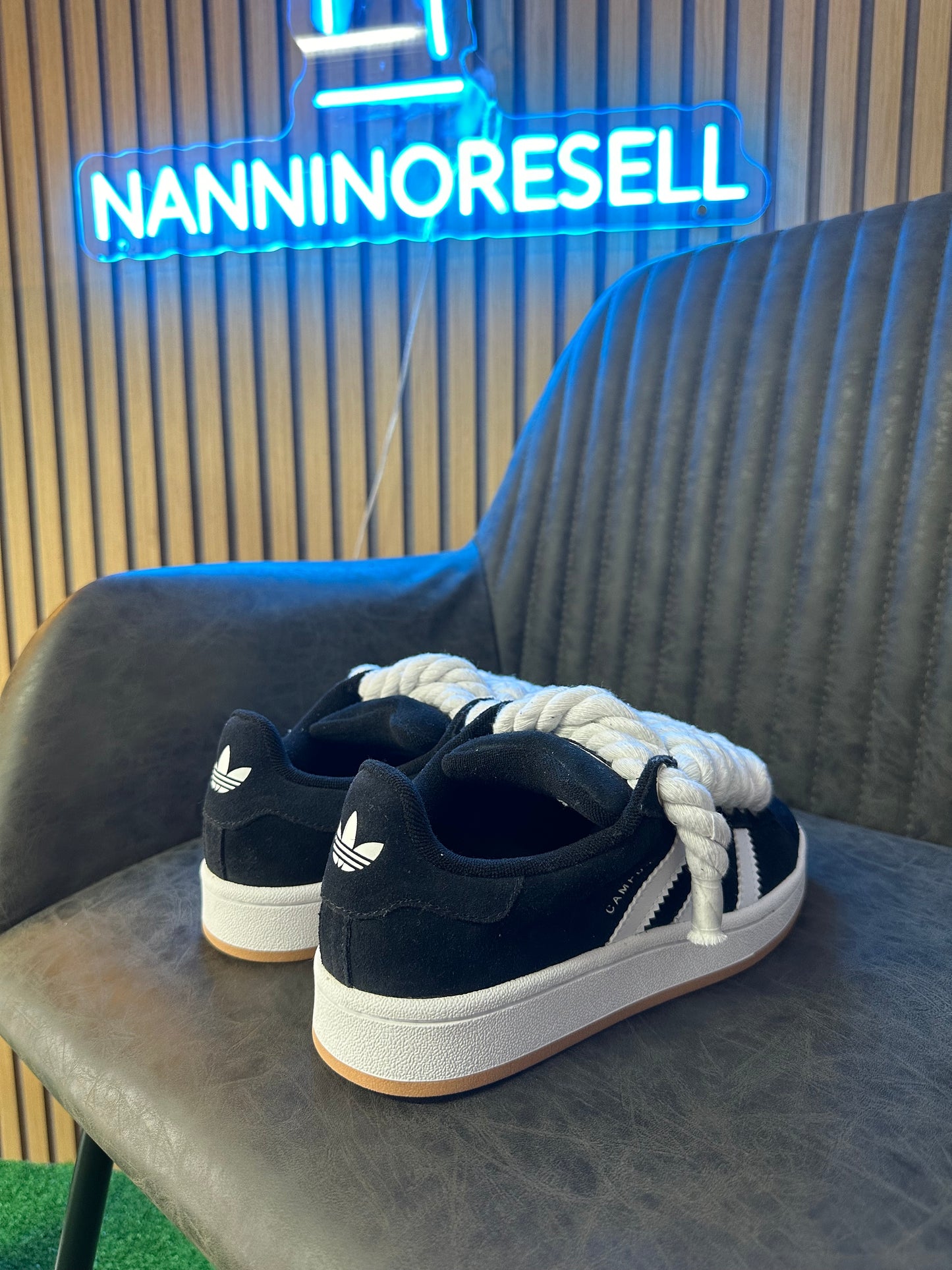 ADIDAS CAMPUS BLACK gs ROPE LACES white